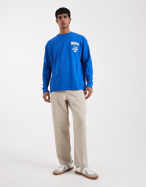  ASOS DESIGN heavyweight oversized long sleeve t-shirt with city graphic in blue , 5 of 5
