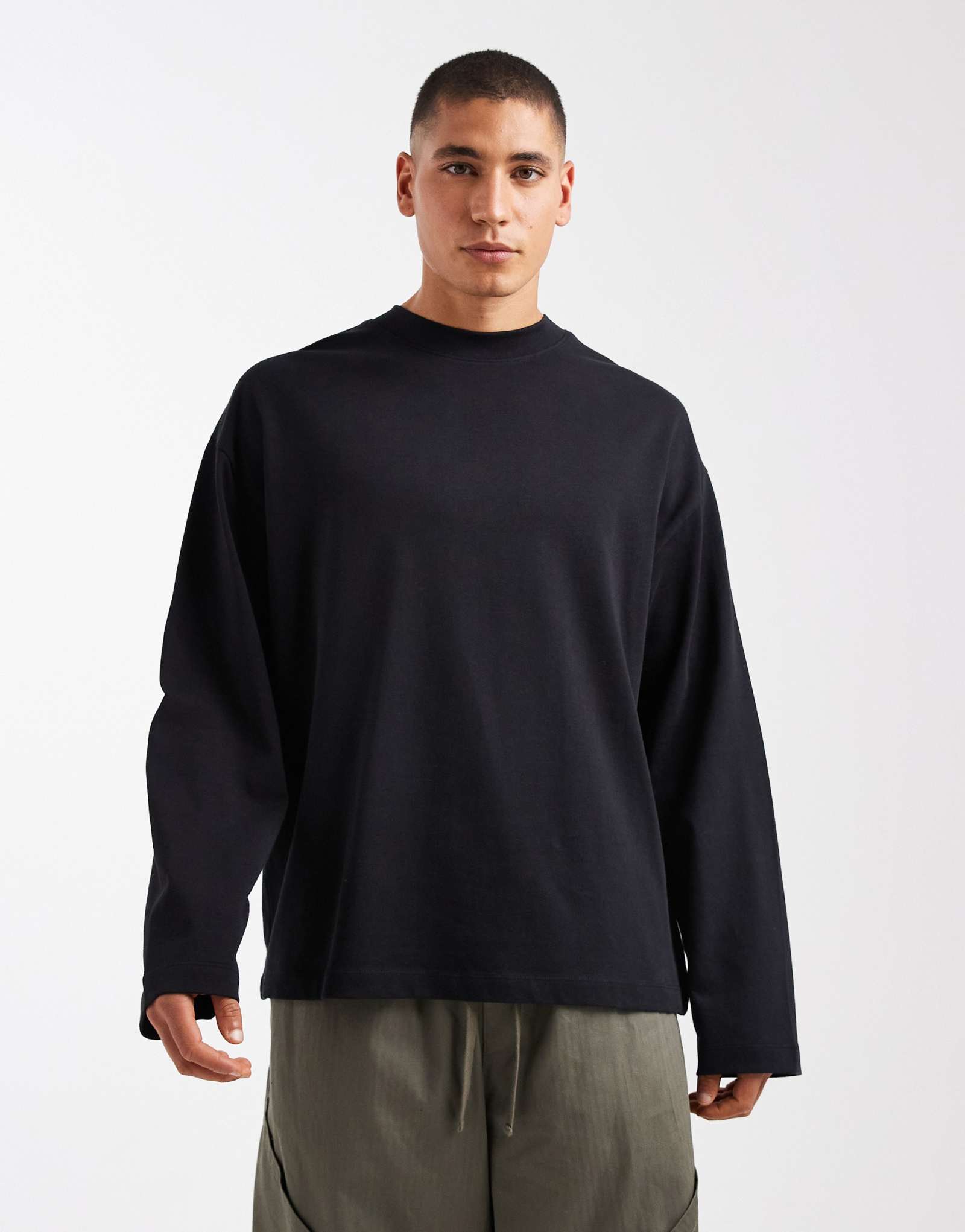 Футболка ASOS DESIGN heavyweight oversize с длинным рукавом черного цвета