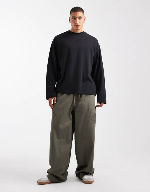 ASOS DESIGN heavyweight oversized long sleeve T-shirt with in black