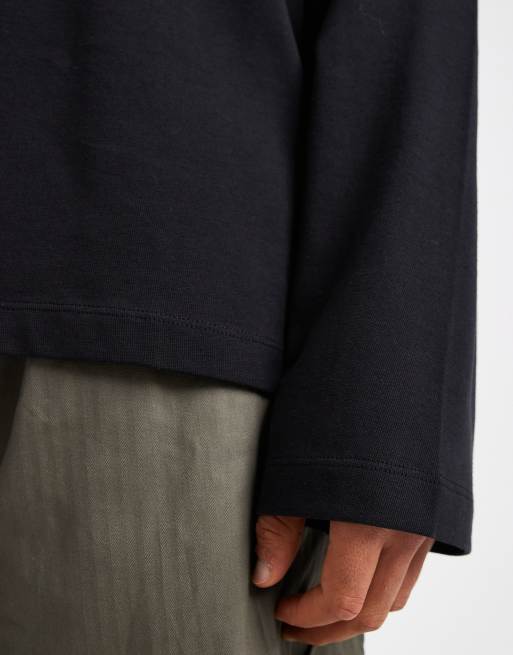 ASOS DESIGN heavyweight oversized long sleeve T-shirt with in black