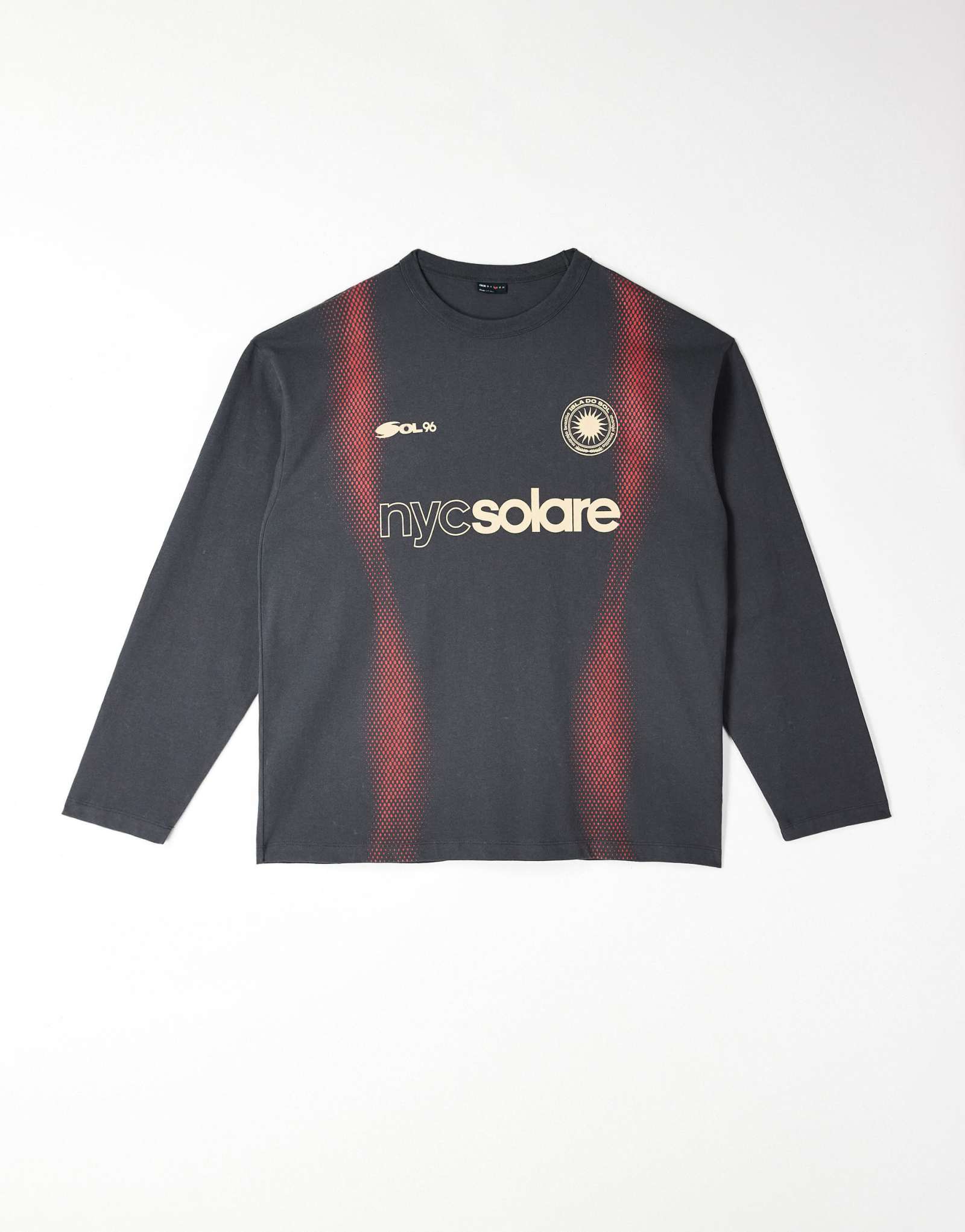 Футболка ASOS DESIGN heavyweight oversize с длинным рукавом и спортивным рисунком в стираном сером цвете