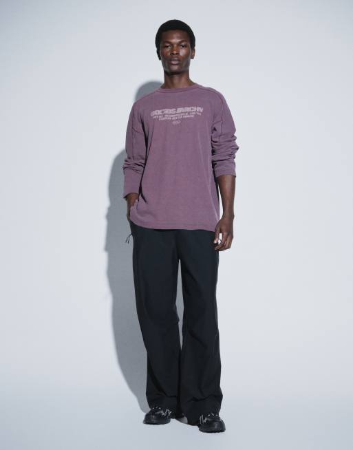 ASOS DESIGN heavyweight oversized long sleeve t-shirt with text graphic in brown, 2 of 5