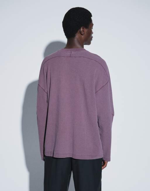 ASOS DESIGN heavyweight oversized long sleeve t-shirt with text graphic in brown, 4 of 5