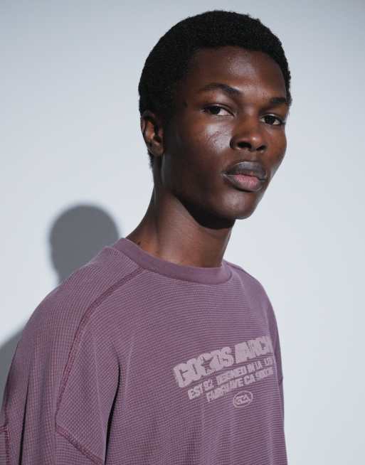 ASOS DESIGN heavyweight oversized long sleeve t-shirt with text graphic in brown, 5 of 5