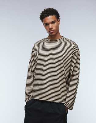 Asos Design Heavyweight Oversized Long Sleeve Tee In Multi