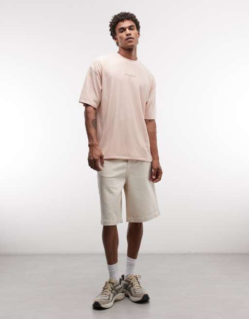 ASOS DESIGN heavyweight oversized ribbed T-shirt with front graphic in pink - part of a set, 2 of 5