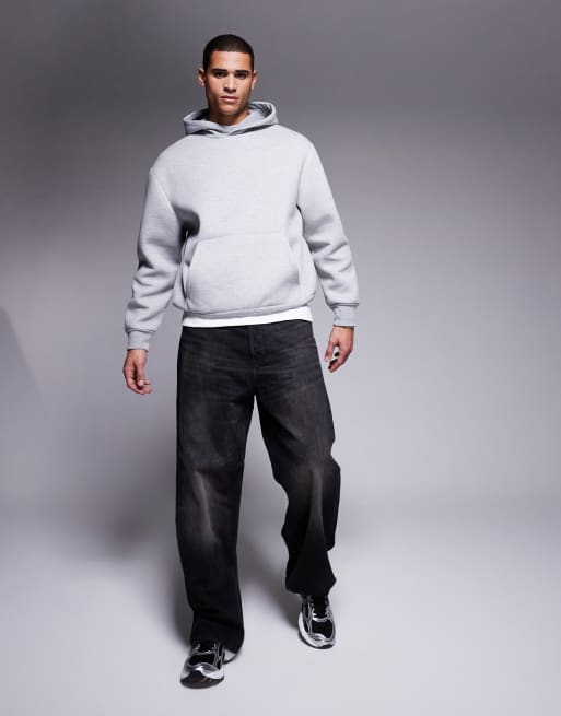 ASOS DESIGN heavyweight oversized scuba hoodie in gray heather