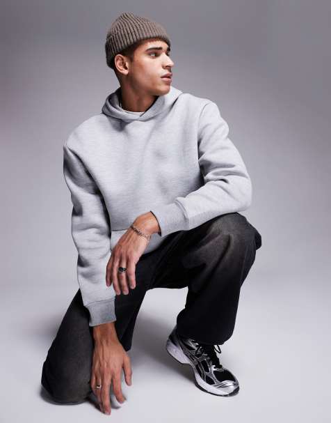 ASOS DESIGN heavyweight oversized scuba hoodie in grey marl - view 1