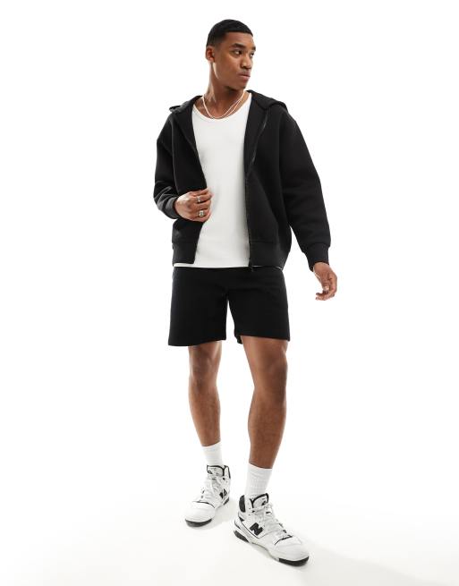 ASOS DESIGN - Kraftig og oversized sort hættetrøje i scuba-stof med lynlås