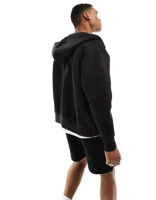 ASOS DESIGN - Kraftig og oversized sort hættetrøje i scuba-stof med lynlås