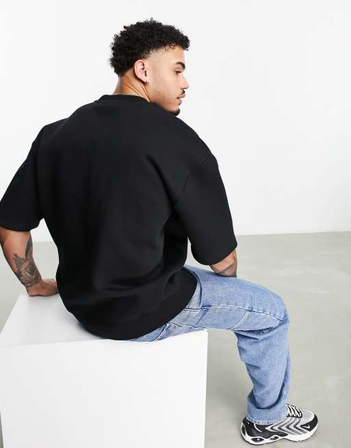 Oversized short-sleeved sweatshirt - WASHED BLACK - men