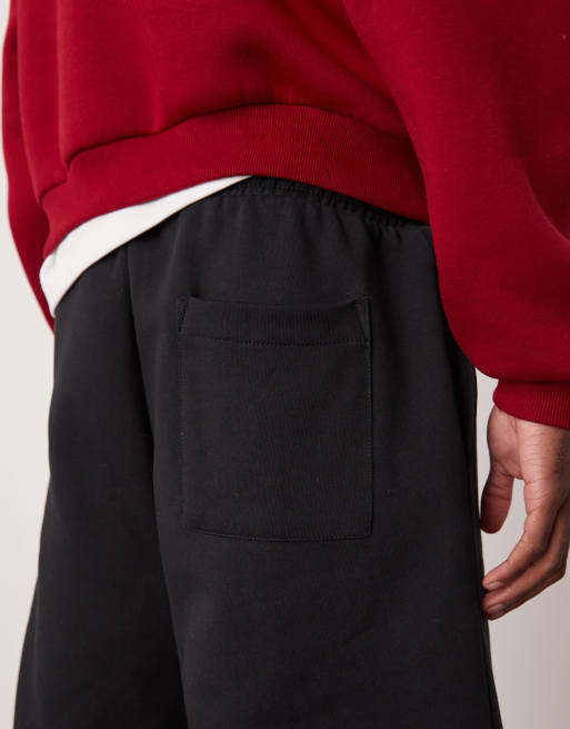 ASOS DESIGN premium heavyweight oversized shorts 400gsm in black - BLACK