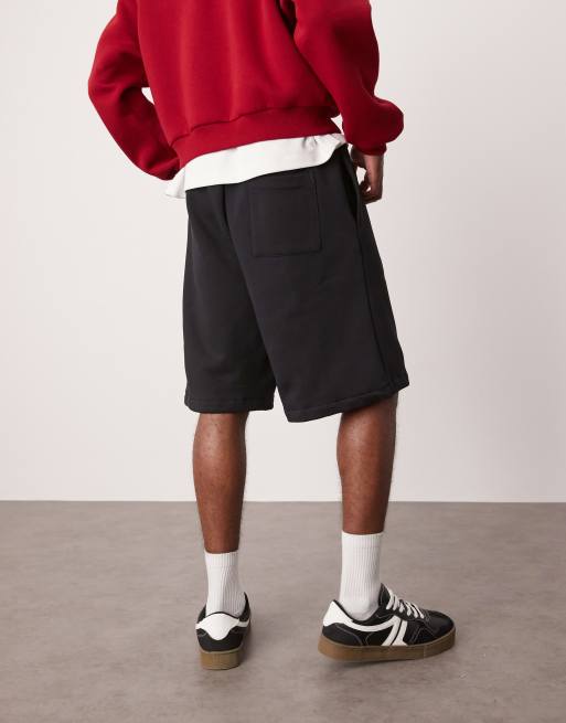 ASOS DESIGN premium heavyweight oversized shorts 400gsm in black - BLACK