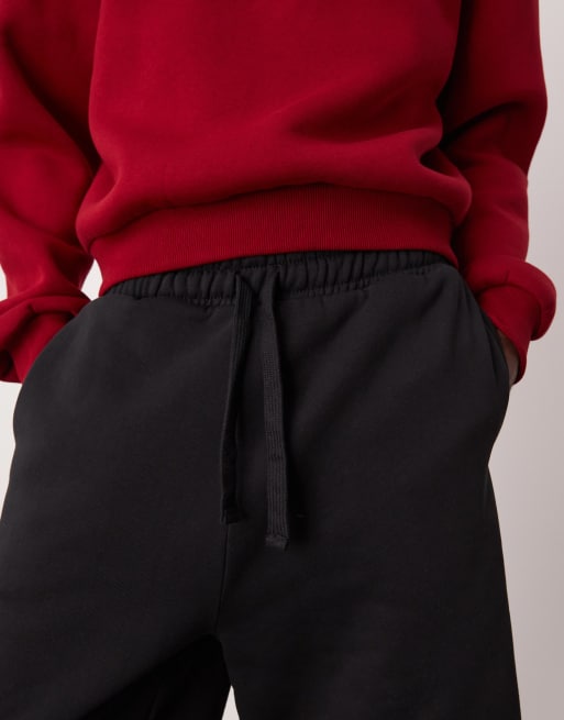 ASOS DESIGN premium heavyweight oversized shorts 400gsm in black - BLACK