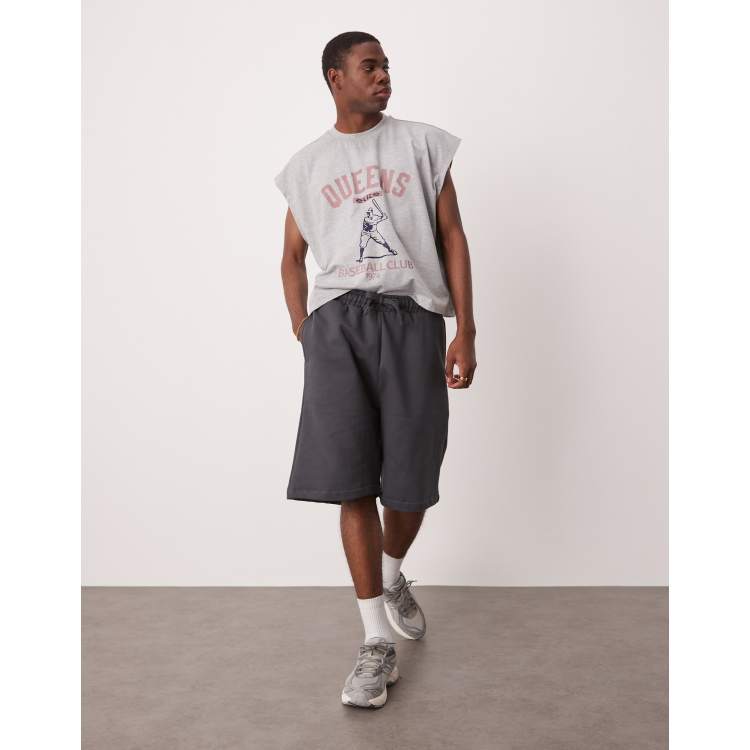 ASOS DESIGN heavyweight oversized shorts 400gsm in charcoal