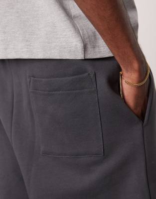 ASOS DESIGN heavyweight oversized shorts 400gsm in charcoal