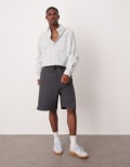 [ASOS DESIGN] ASOS DESIGN heavyweight oversized shorts 400gsm in charcoal-Grey XS Asphalt