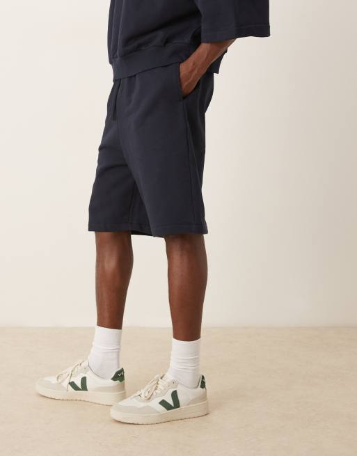 ASOS DESIGN heavyweight oversized shorts in navy - part of a set