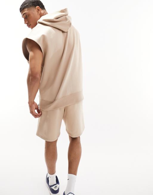 ASOS DESIGN heavyweight oversized sleeveless hoodie in beige