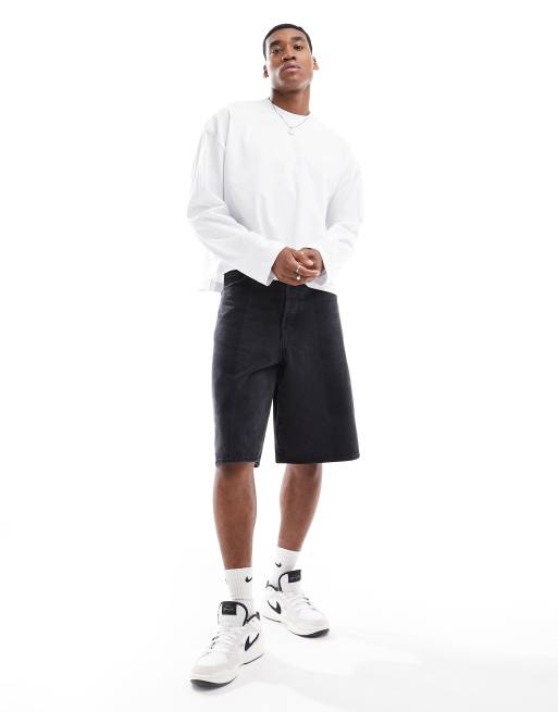 ASOS DESIGN heavyweight oversized step hem long sleeved t-shirt 240gsm in white, 2 of 4