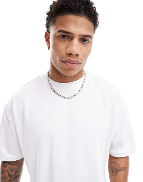 ASOS DESIGN heavyweight oversized step hem t-shirt in white - view 1