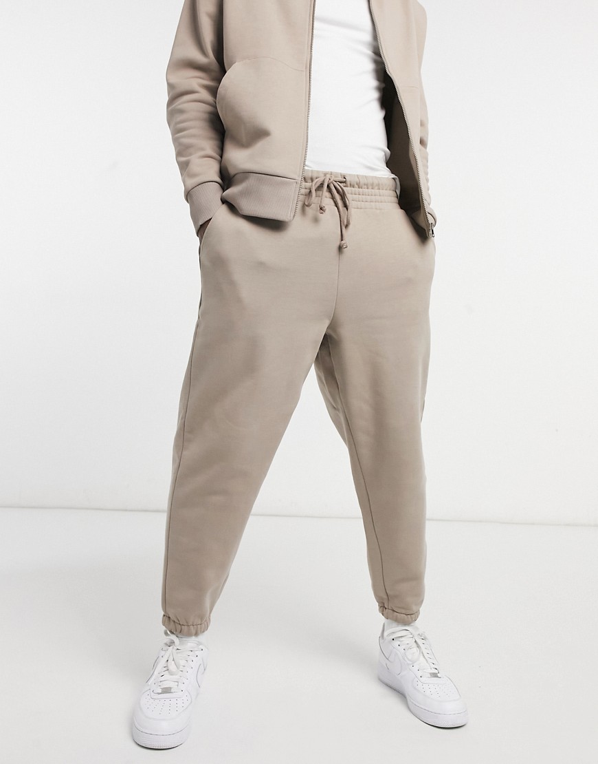 ASOS DESIGN heavyweight oversized sweatpants in washed out brown - part of a set