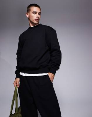 Asos Design Heavyweight Oversized Sweatshirt In Black