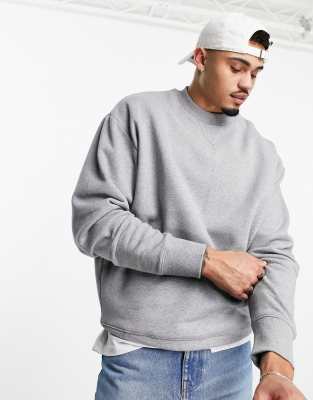 ASOS DESIGN HEAVYWEIGHT OVERSIZED SWEATSHIRT IN GRAY HEATHER