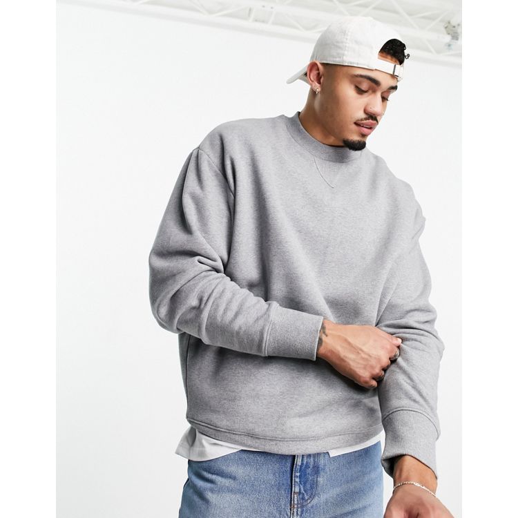 ASOS DESIGN heavyweight oversized sweatshirt in grey marl | ASOS