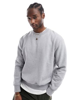 ASOS DESIGN heavyweight oversized sweatshirt in grey marl | ASOS
