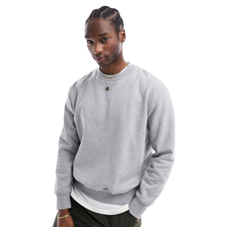 ASOS DESIGN heavyweight oversized sweatshirt in grey marl