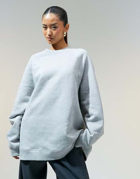 ASOS DESIGN heavyweight oversized sweatshirt in grey marl - view 1