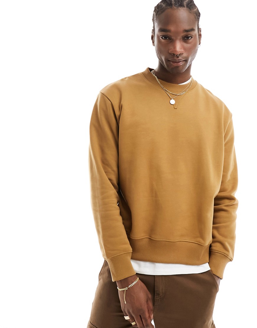 ASOS DESIGN heavyweight oversized sweatshirt in light brown
