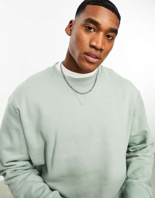 ASOS DESIGN heavyweight oversized sweatshirt in mid green | ASOS