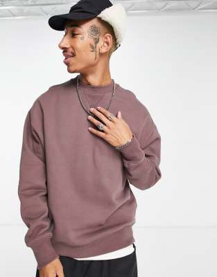 ASOS DESIGN Heavyweight Oversized Sweatshirt In Washed Brown | ASOS