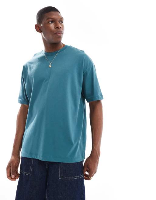 ASOS DESIGN heavyweight oversized t-shirt 240gsm in blue 