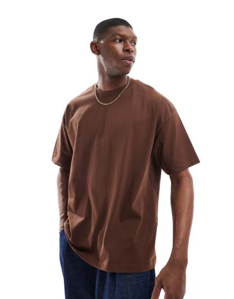 ASOS DESIGN heavyweight oversized t-shirt 240gsm in brown - view 1
