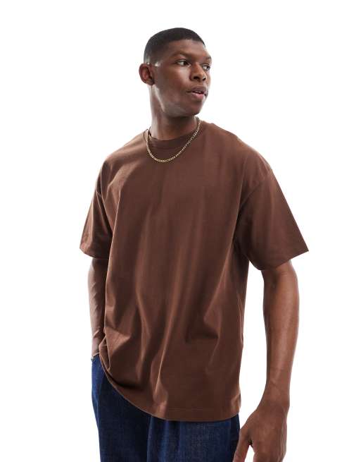 ASOS DESIGN heavyweight oversized T-shirt 240gsm in brown 