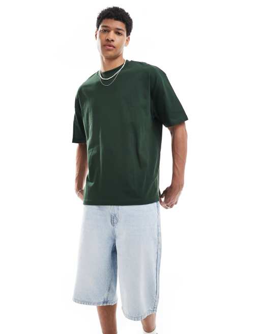 ASOS DESIGN heavyweight oversized t-shirt 240gsm in dark green