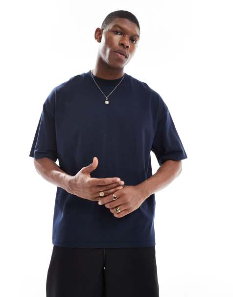 ASOS DESIGN heavyweight oversized t-shirt 240gsm in navy  - view 1