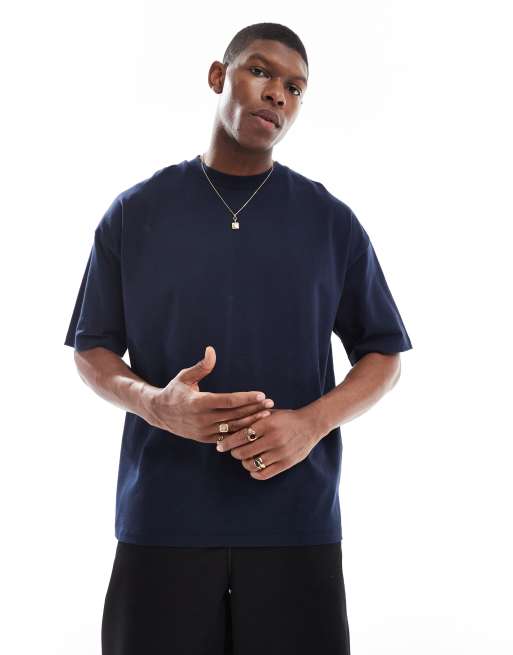 ASOS DESIGN heavyweight oversized T-shirt 240gsm in navy 