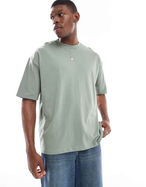 ASOS DESIGN heavyweight oversized t-shirt 240gsm in sage 
