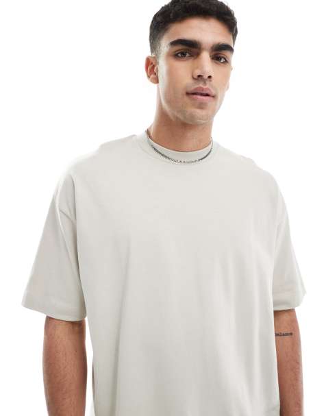 ASOS DESIGN heavyweight oversized t-shirt 240gsm in stone - view 1