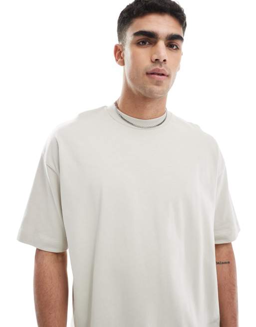 ASOS DESIGN heavyweight oversized T-shirt 240gsm in stone 
