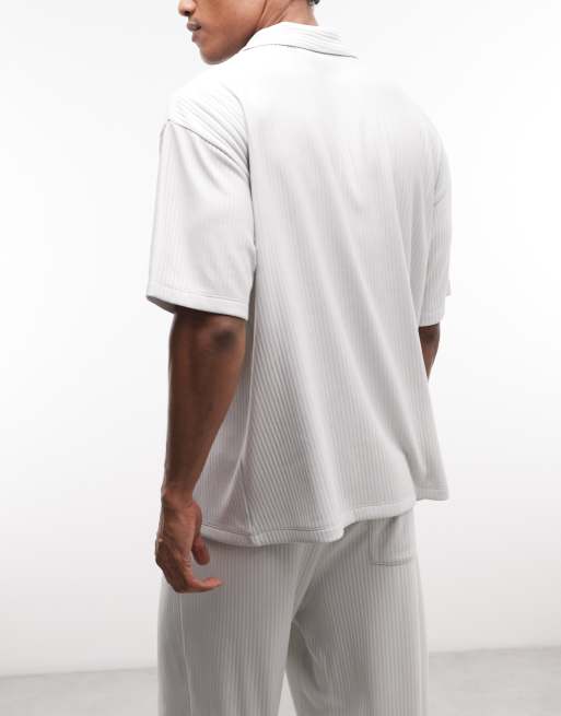 ASOS DESIGN heavyweight oversized t-shirt co-ord with chest embroidery in grey rib fabric, 5 of 5