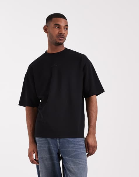 ASOS DESIGN heavyweight oversized t-shirt co-ord with embroidered text in black - view 1