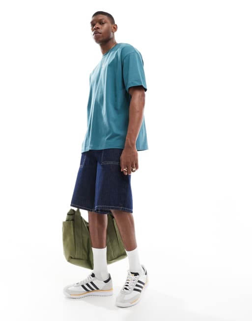 ASOS DESIGN heavyweight oversized t-shirt in blue , 2 of 4