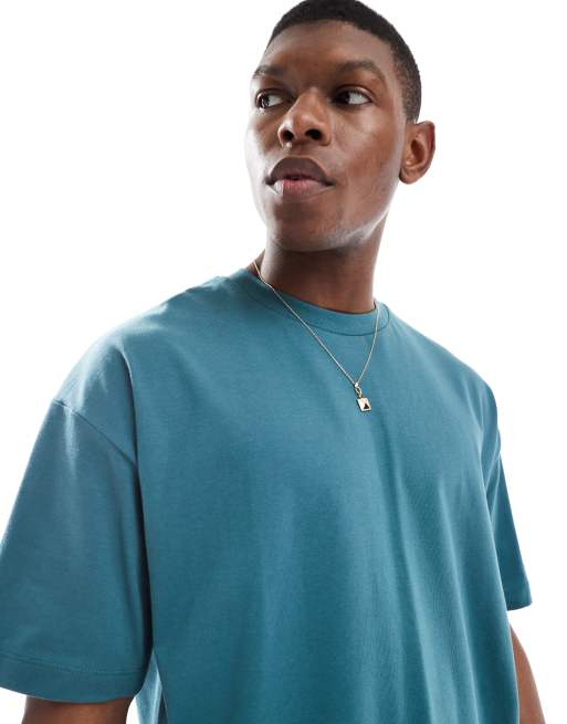 ASOS DESIGN heavyweight oversized t-shirt in blue , 3 of 4