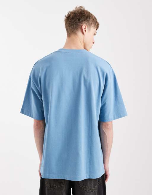 ASOS DESIGN heavyweight oversized t-shirt in blue  , 3 of 5