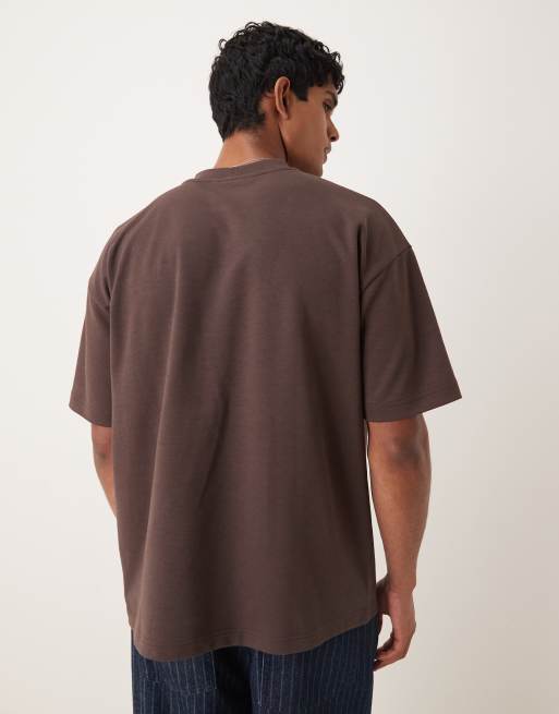 ASOS DESIGN heavyweight oversized t-shirt in brown soft touch, 3 of 5